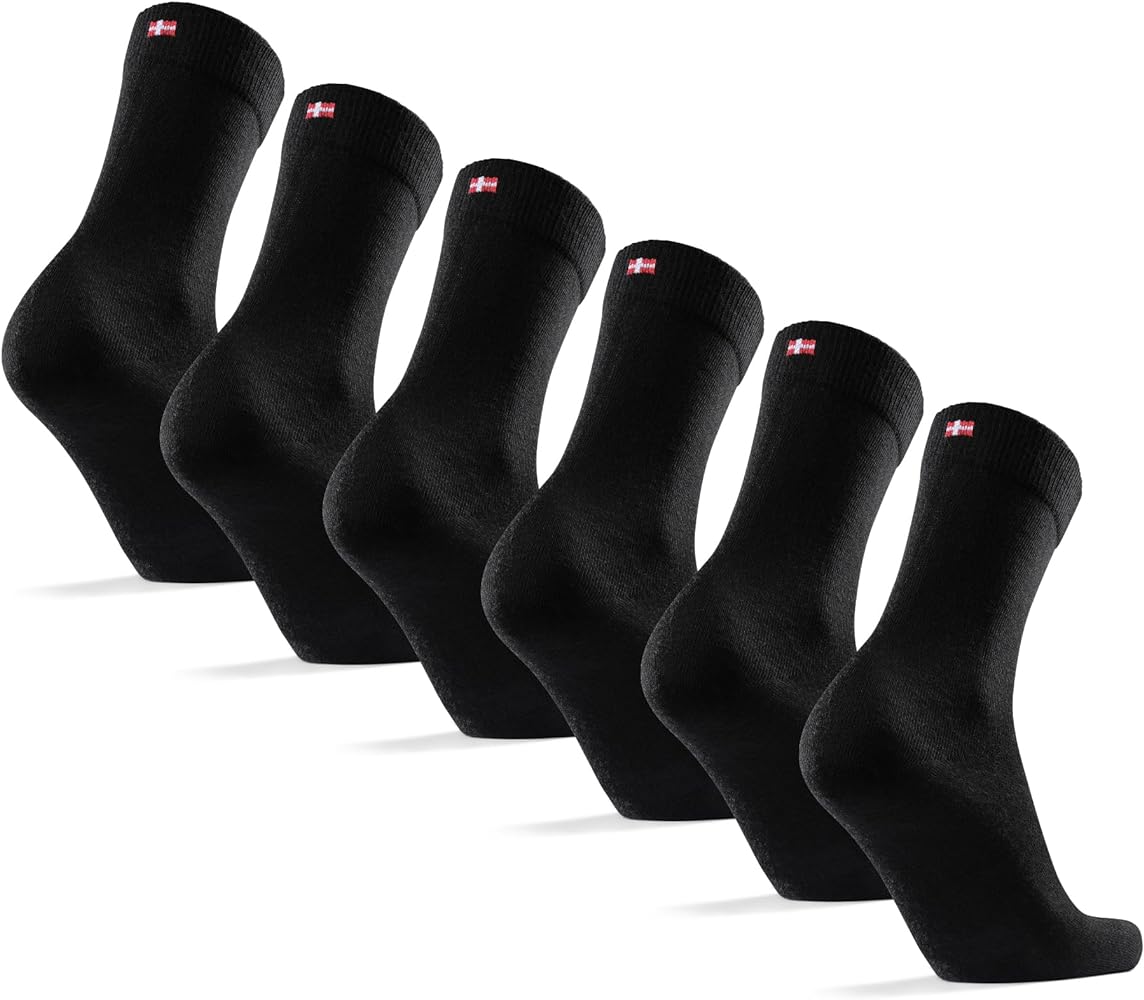 DANISH ENDURANCE Merino Wool Dress Socks, Breathable & Sweat-Wicking Crew Socks for Men & Women, 3-Pack