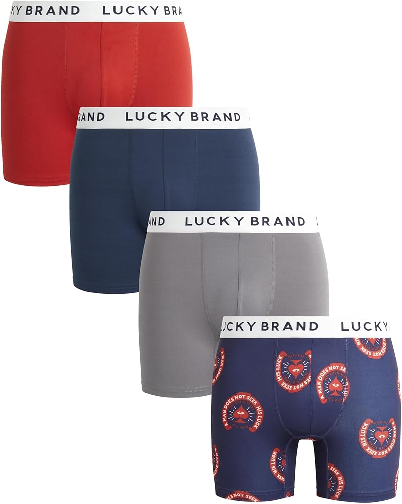 Lucky Brand Men's Boxer Briefs – 4 Pack Soft Stretch Performance Boxers for Men - Essential Mens Underwear Boxers (S-XL)