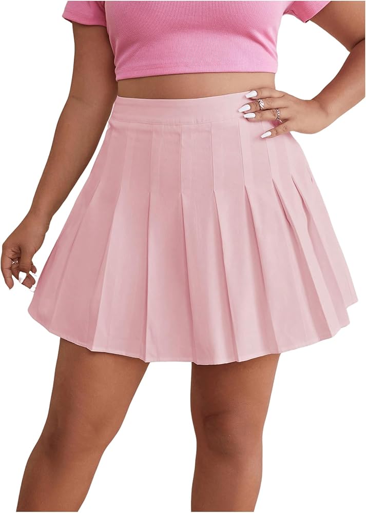 COZYEASE Women's Plus Size Pleated Skirt Casual High Waist Mini Tennis Skirt Preppy Outfits