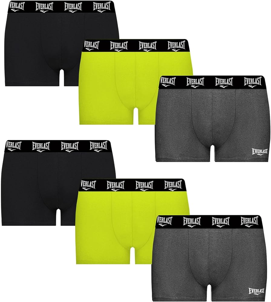 Everlast Mens Trunks Underwear - Short 4" Inseam, Breathable Cotton Underwear for Men Pack of 6 Cotton Stretch Mens Underwear