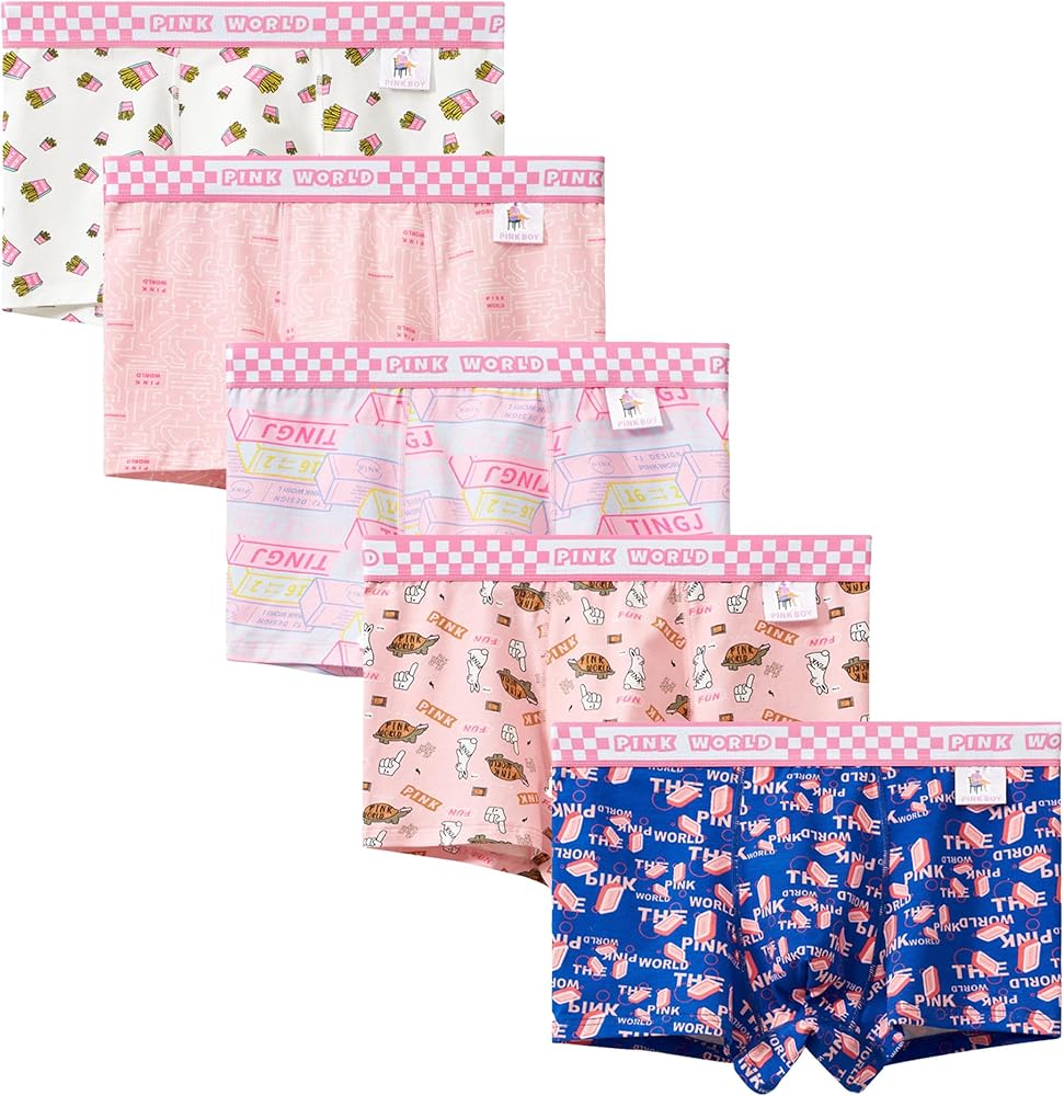 Men's Underwear Boxer Briefs, Soft Cotton Stretch Underwear for Men, Cute Boxer Brief Panties Multi-Packs