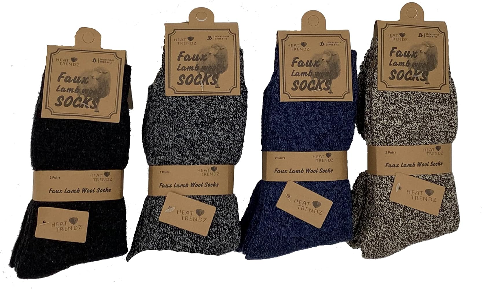 4 Pairs Assorted Colors Lambs Wool Thick Colorful Socks