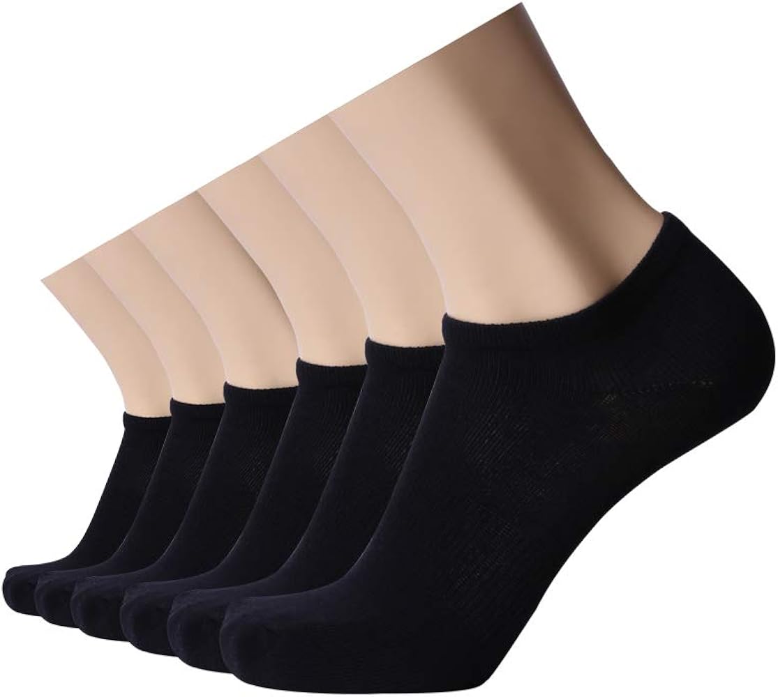 Combed Cotton No Show Athletic Socks for Men and Women 6 Pairs