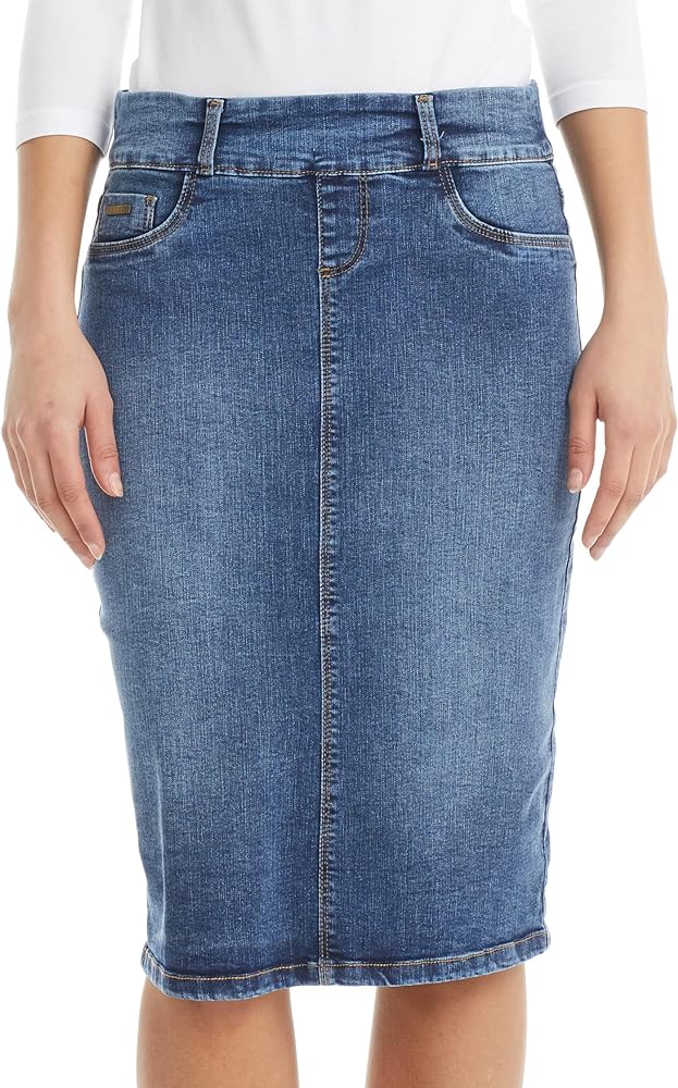 ESTEEZ Straight Knee Length Stretch Denim Jean Skirt for Women Size 0-24 Plus Size - Boston