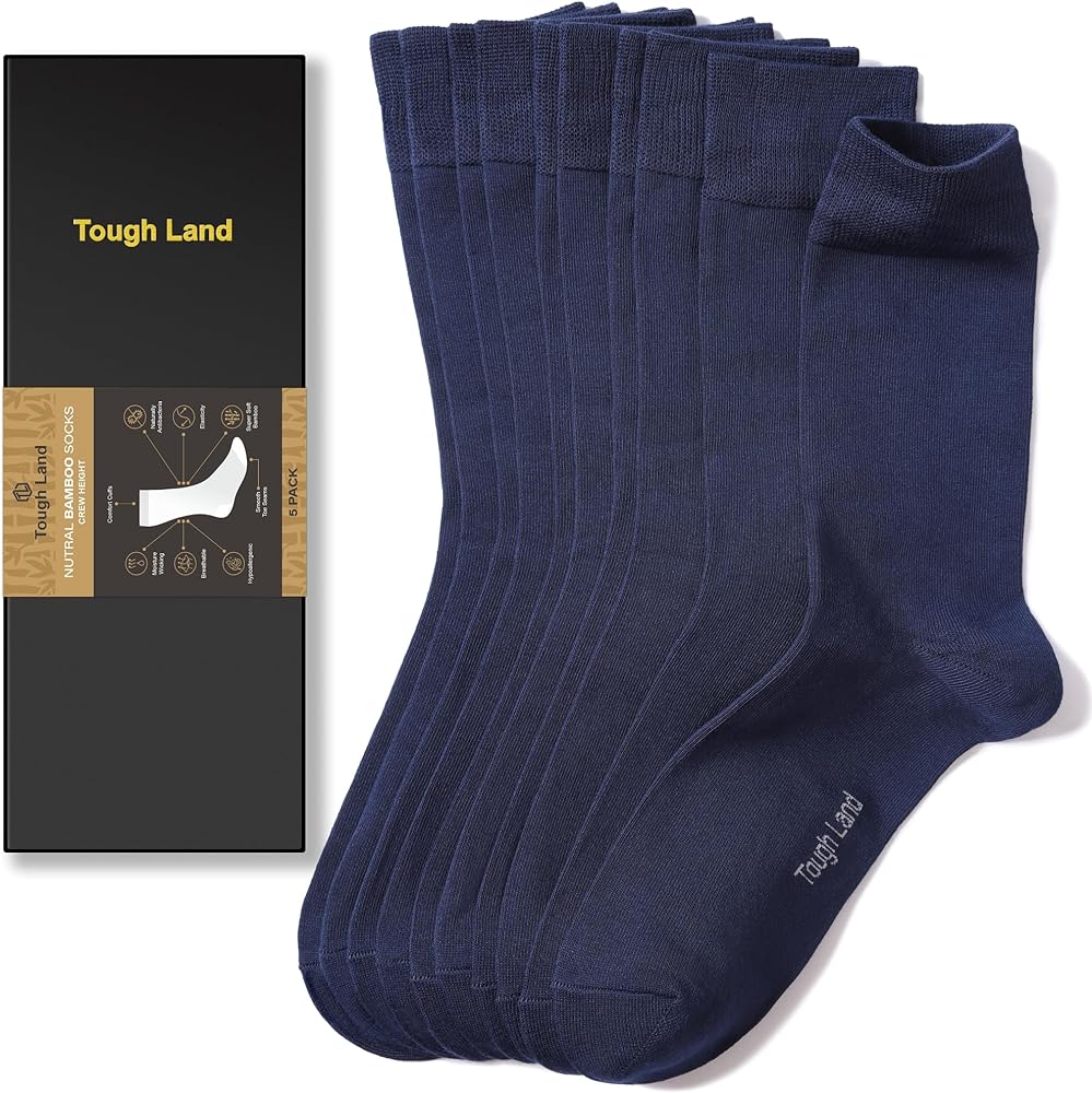 Men's Dress Socks Viscose for Bamboo - 5 Pairs in a Box, Breathable, and Luxuriously Soft