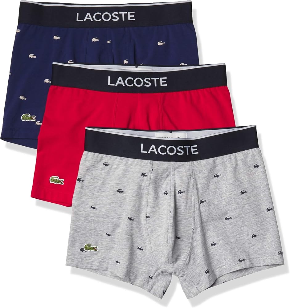 Lacoste Men's Casual All Over Croc 3 Pack Cotton Stretch Trunks
