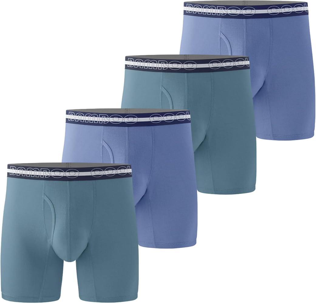 BAMBOO COOL Mens Underwear Boxer Briefs Breathable Moisture-wicking Underwear for Men Performance Boxer Briefs 4 Pack