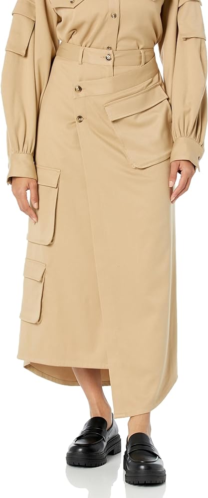 The Drop Women's Travertine Long Asymmetric Cargo Skirt by @karenbritchick