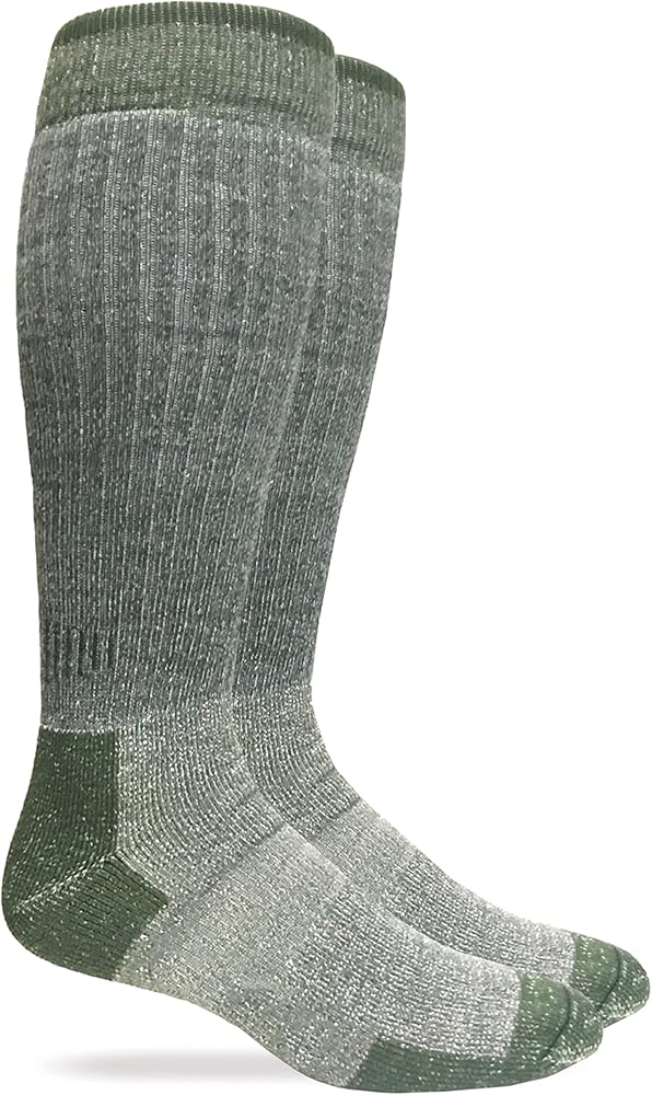Carolina Ultimate Mens 90% Merino Wool Tall Boot Socks 1 Pair Pack, Charcoal/Green, Large