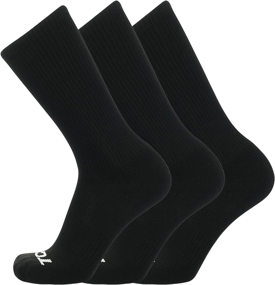 TCK 3 Pair Work & Athletic Crew Socks (Black, X-Large)