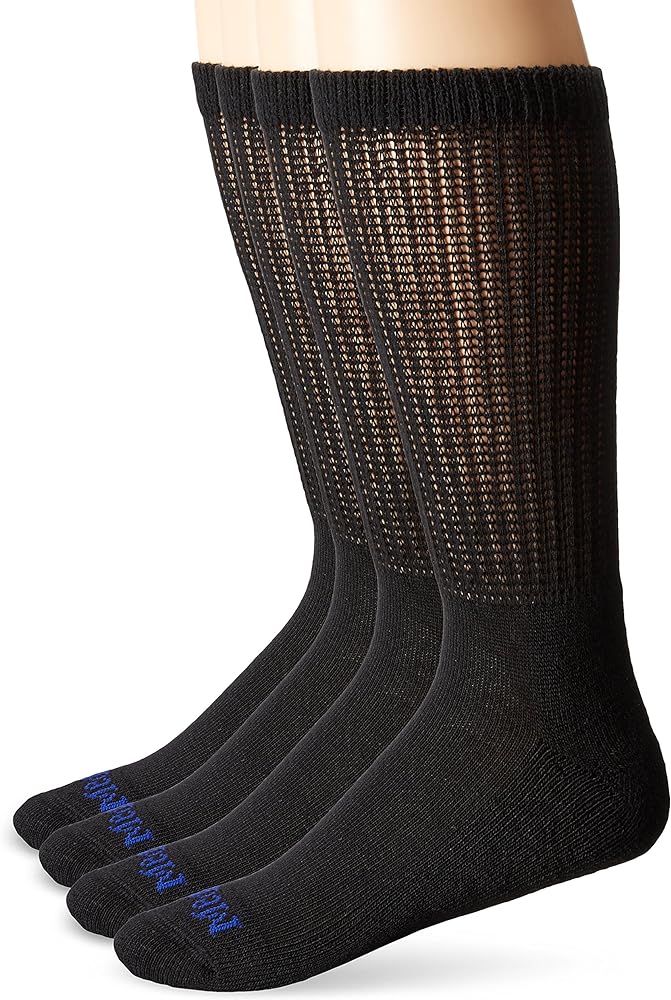 Medipeds Mens Half Cushion Crew Socks, 4-Pairs