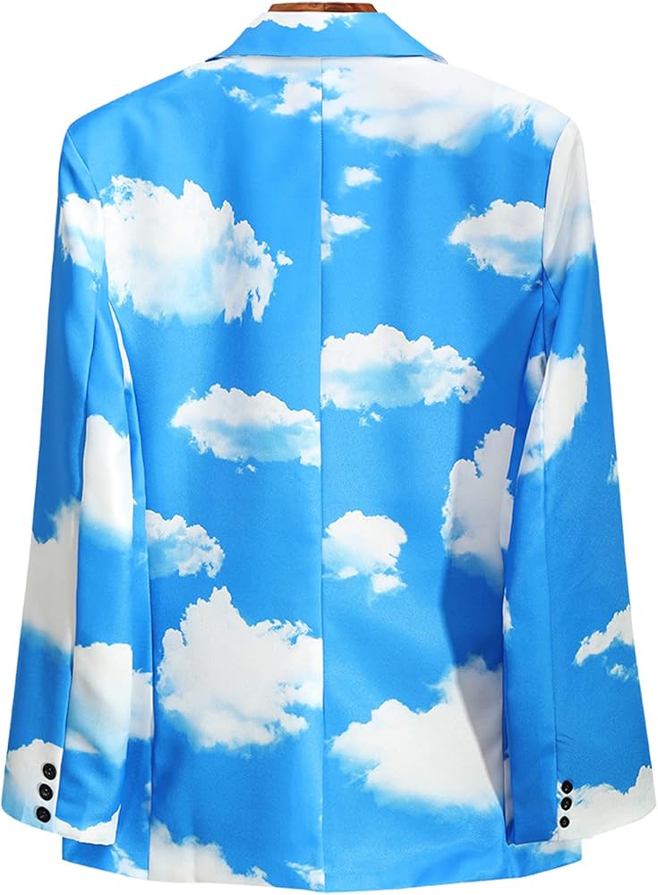 3D Trendy Suits for Men Cloud Mass Print Slim Fit One Button Blazer Jackets Casual Sport Coats for Daily Party 2022