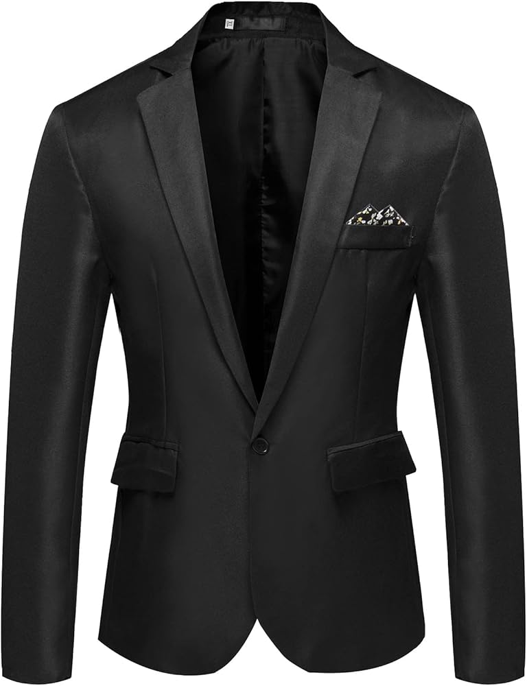 Men's Blazer Banquet Suit Jacket One Button Work Notched Lapel Classic Fit Pocket Wedding Dinner Lightweight Sport Coat