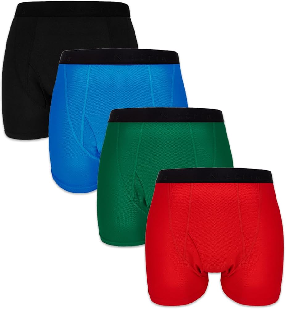 Nutria Mens Quick Dry Travel Underwear 4 Pack Mesh Breathable Hiking Boxer Briefs with Open Fly U01