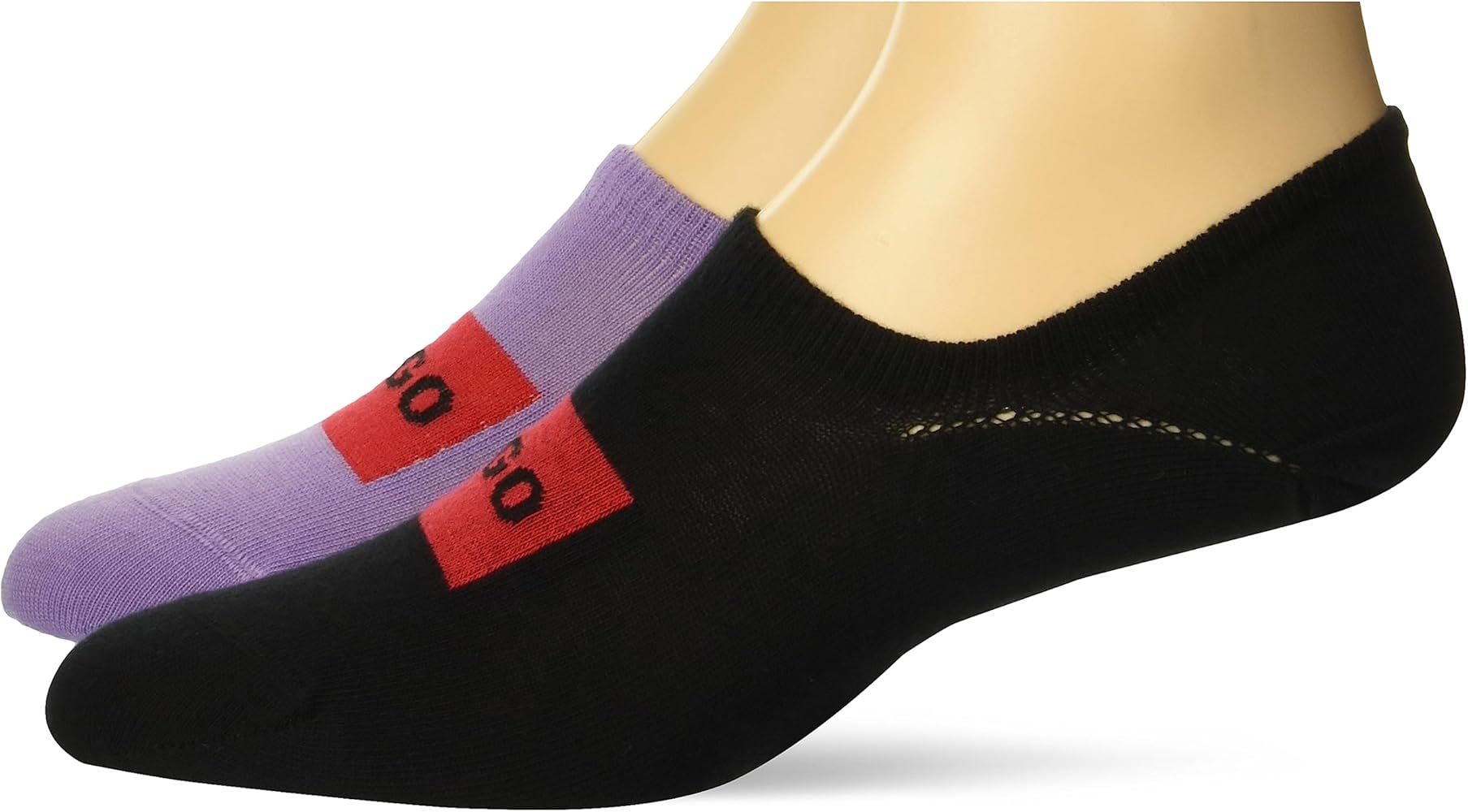 HUGO Men's 2-Pack Low Profile Sqaure Logo Cotton Socks
