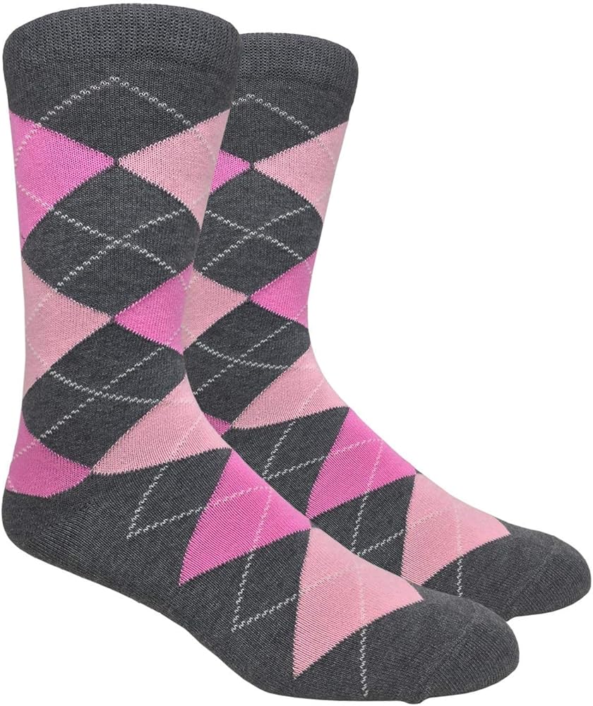 Men's FineFit Arygle Dress Trouser Socks Assorted Colors - You Choose! (Charcoal Grey)
