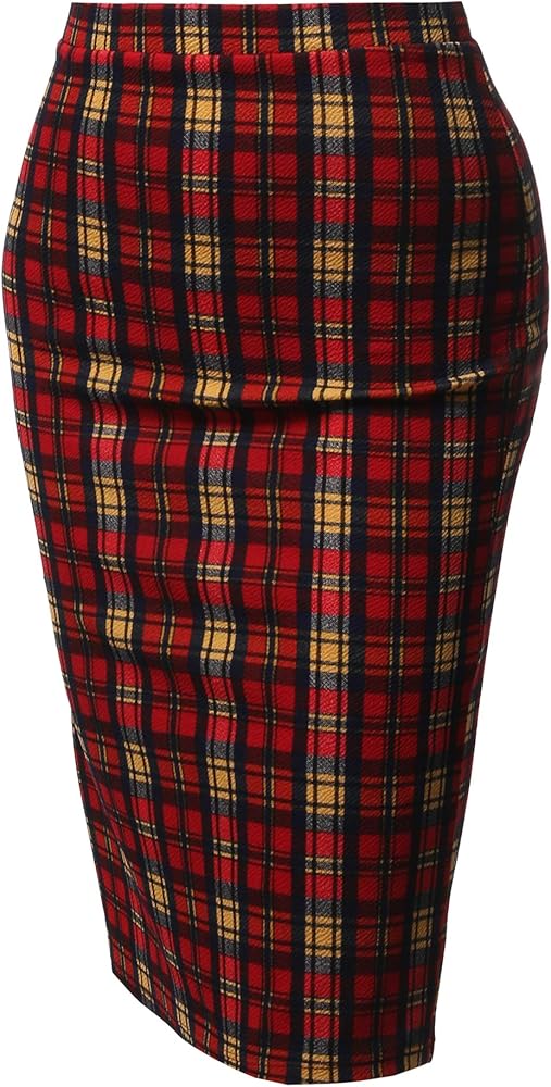 Women's Fitted Stretch Printed High Waist Midi Pencil Skirt