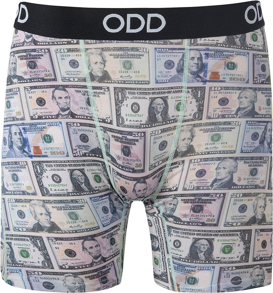 Odd Sox Men's Funny Underwear Boxer Briefs Cash Money Bills Graphic Print