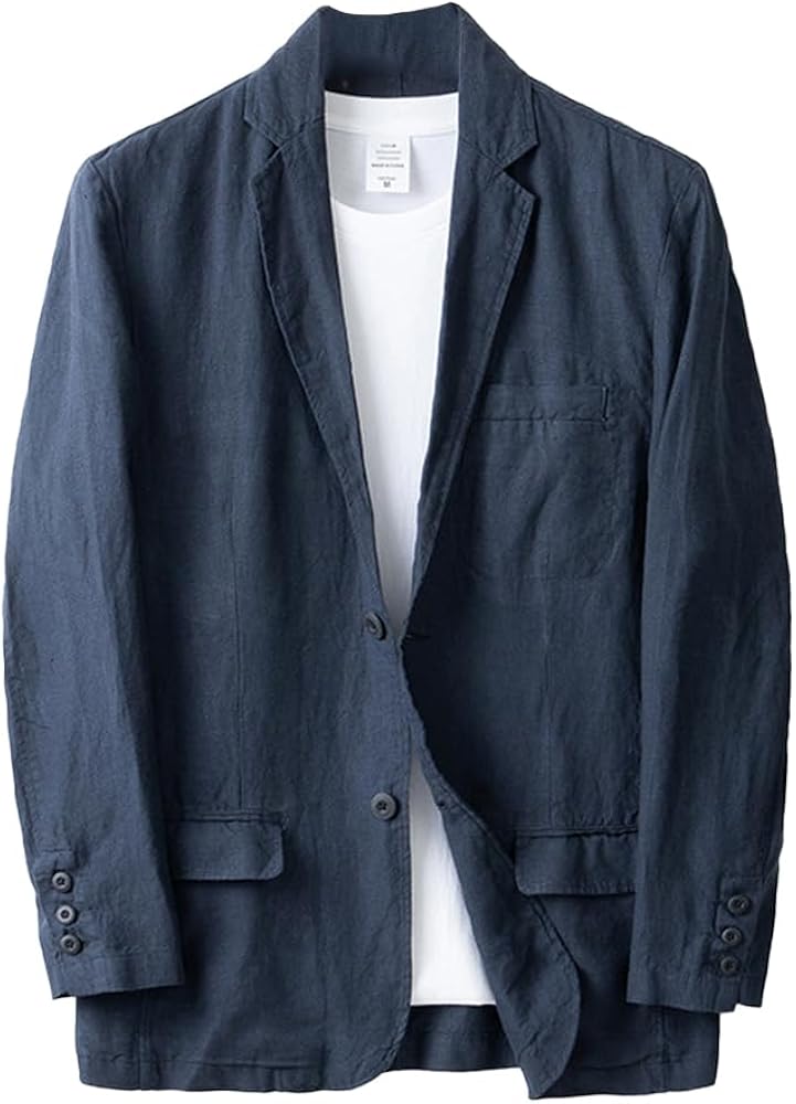 IDEALSANXUN Mens 100% Linen Blazer Casual Suit Jackets Spring Summer Lightweight Sports Coat Tops