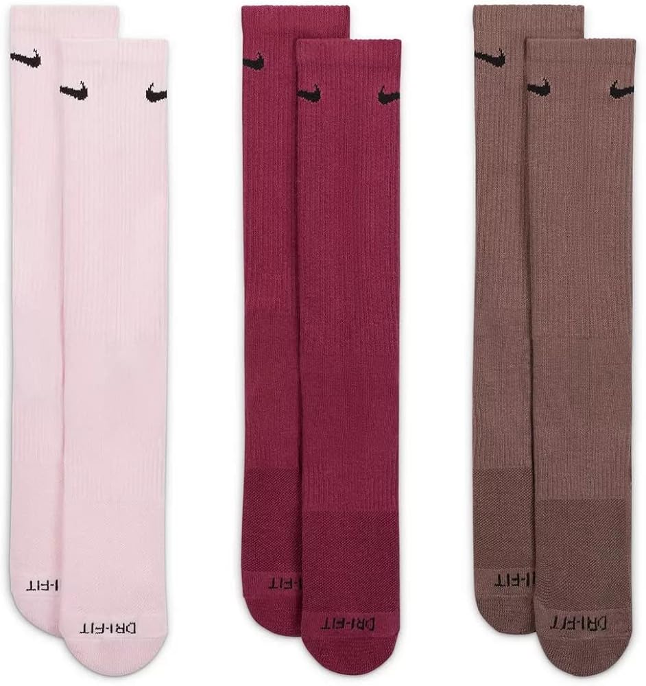 Nike Men`s Everyday Plus Cushioned Training Crew Socks 3 Pack