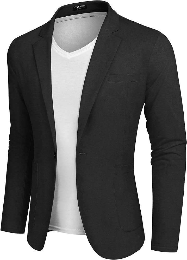 COOFANDY Men's Casual Linen Blazer Lightweight Regular Fit Sport Coat One Button Suit Jacket