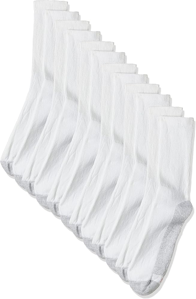 Hanes Men's Cushion Crew Socks White (12 count)