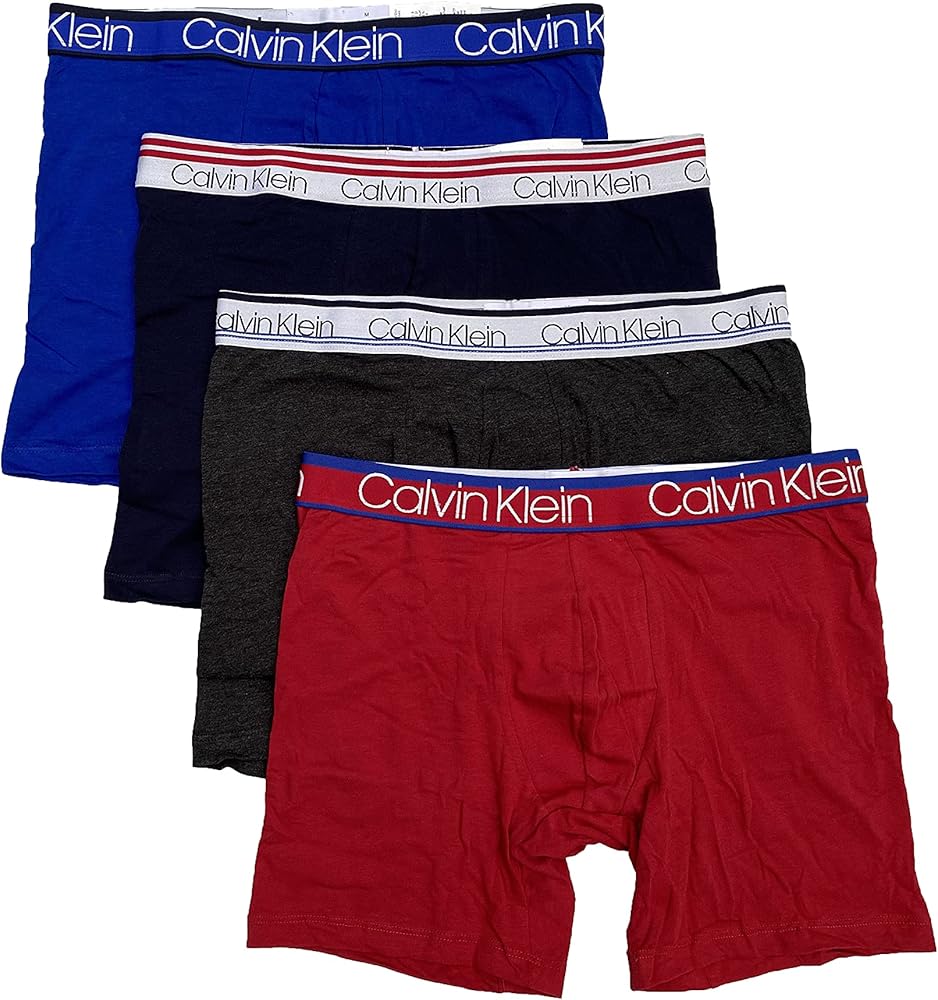 Calvin Klein Men`s Variety Waistband Cotton Stretch Boxer Briefs 4 Pack (Black(NP2428-902)/Grey_R_B, Medium)