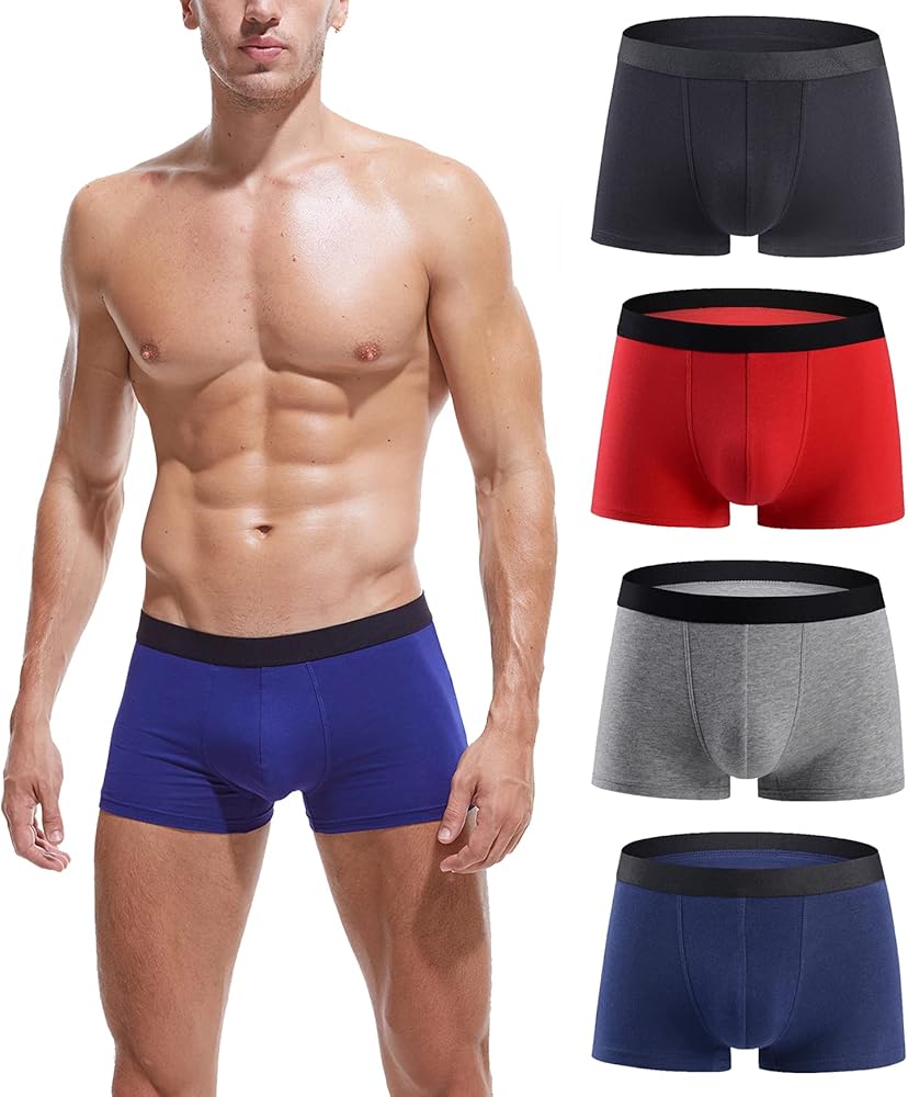 Mens Breathable Underwear Cotton Boxer Briefs For Men Pack Elastic Soft Trunks