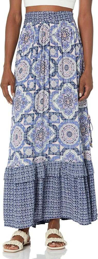 Angie Women's Tiered Ruffle Hem Skirt with Side Slits