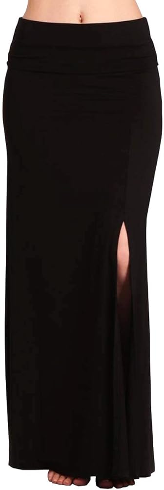 HEYHUN Womens Casual Tie Dye Solid Boho Hippie Long Maxi Skirt w Lace Detail S-3XL