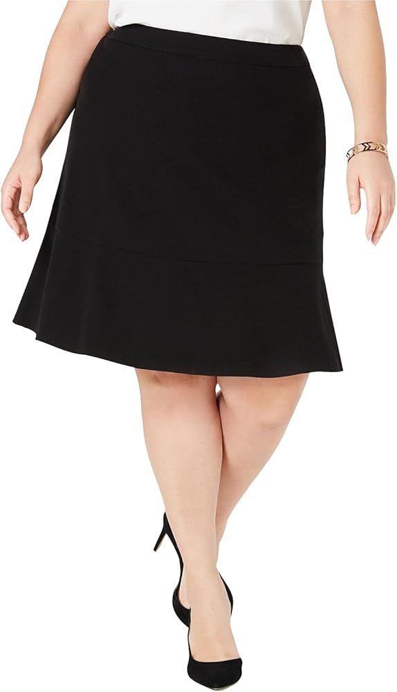 BAR III Womens Ruffled Zippered Knee Length Wear to Work A-Line Skirt