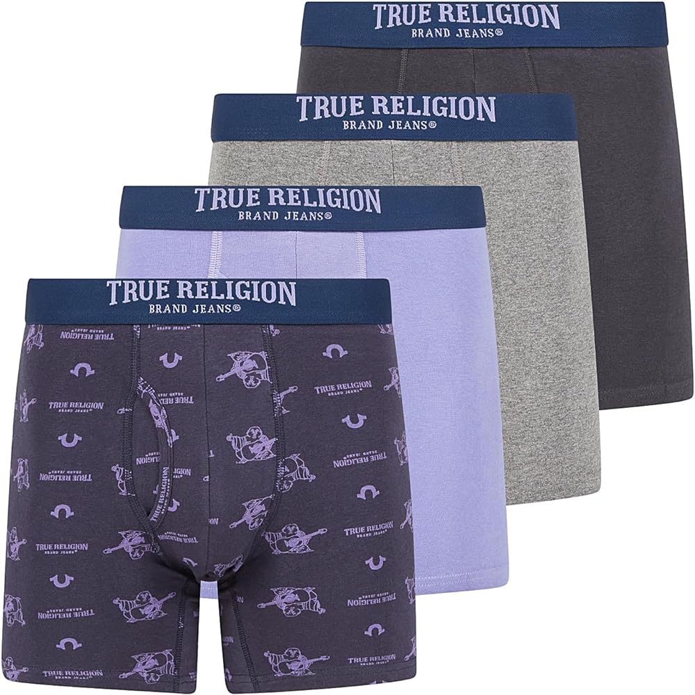True Religion Mens Boxer Briefs Cotton Stretch Underwear for Men Pack of 4