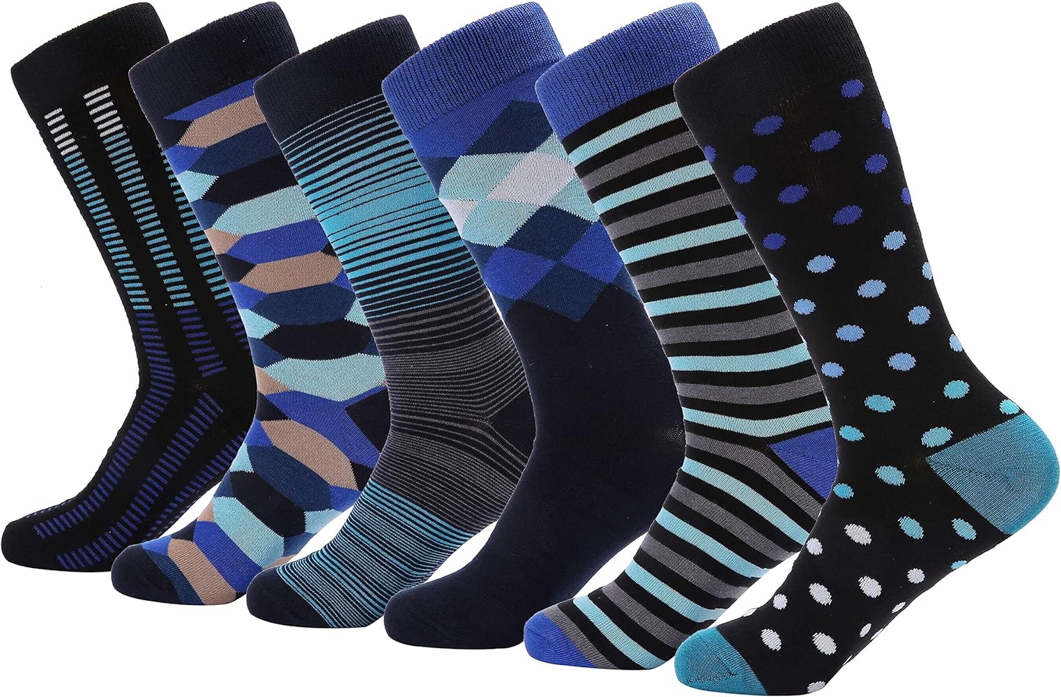 Mio Marino Mens Dress Socks - Moisture Control - Everyday Crew Socks - 6 Pack