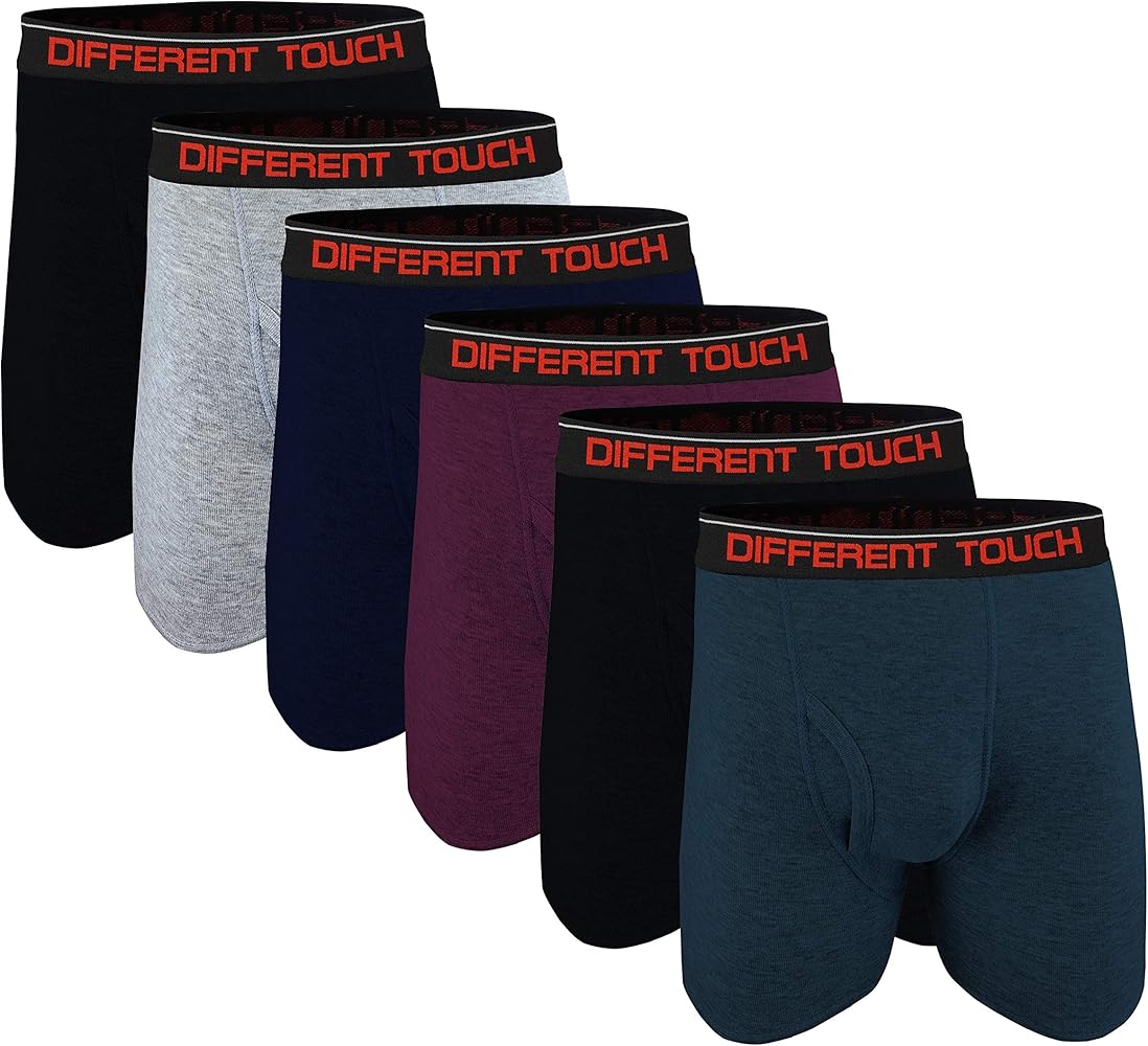 Different Touch 6 Men's Big and Tall USA Classic Design ComfortFlex Waistband Long Length Boxer Briefs Underwear