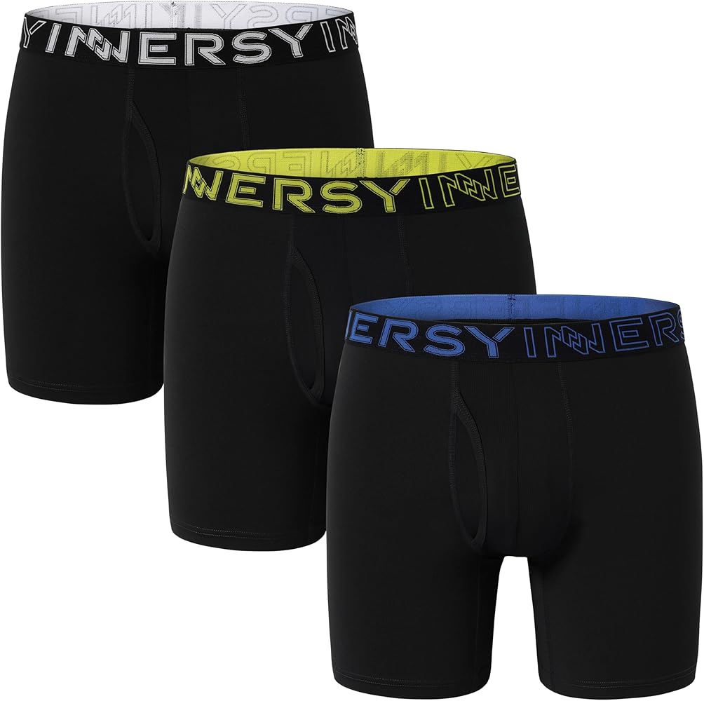 INNERSY Men's Quick Dry Boxer Briefs Moisture Wicking Underwear for Travel&Workout 3-Pack