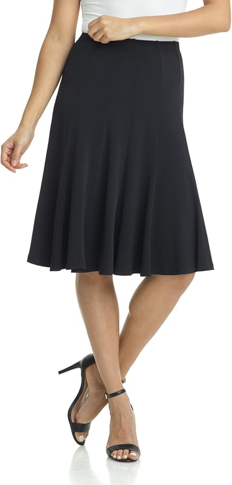 Rekucci Women's Ease into Comfort Flared Knee Length Knit Skirt