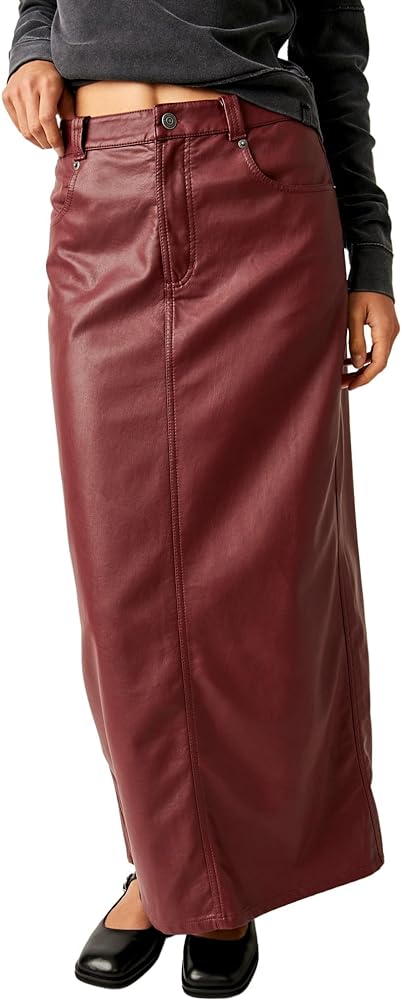 Free People Women's City Slicker Vegan Maxi Skirt
