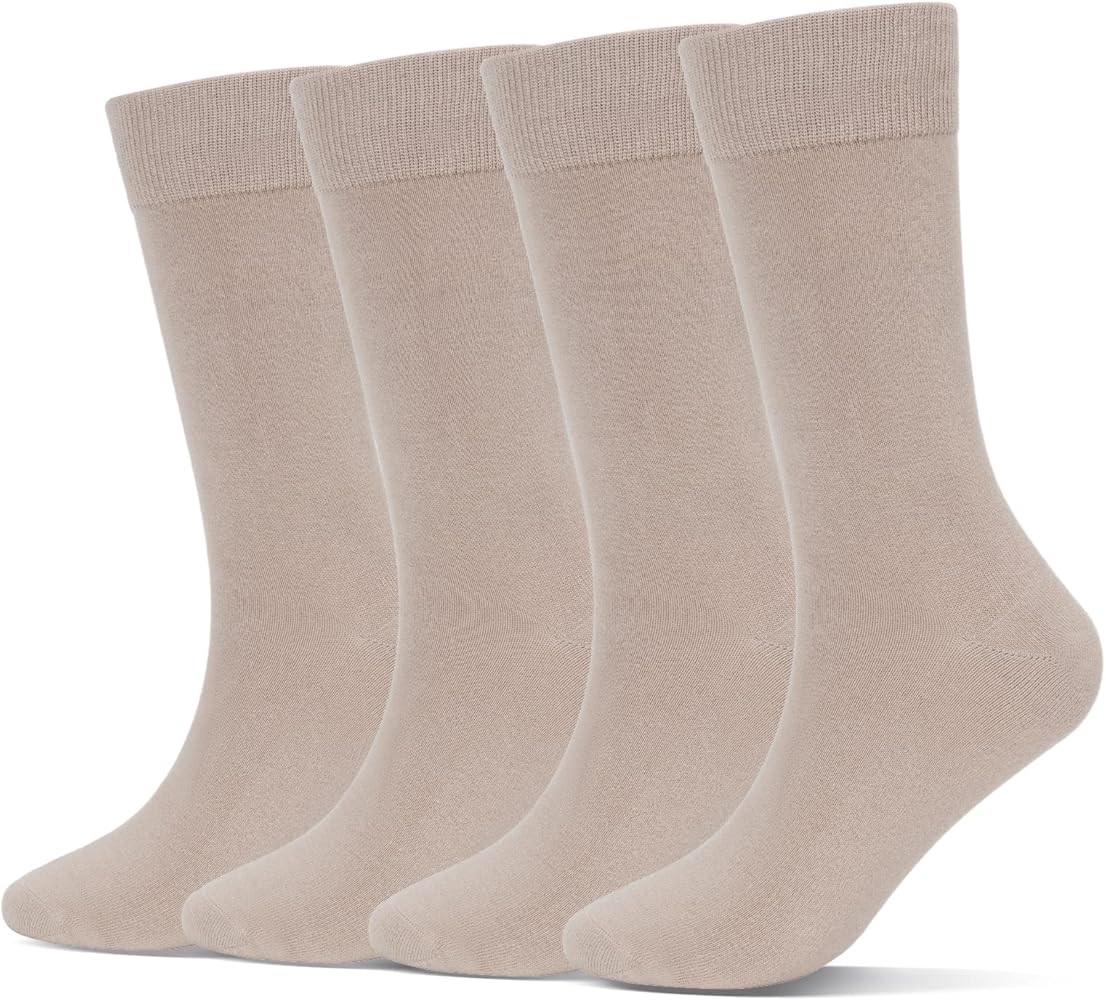 Men's Dress Socks 4 Pack Crew Business Casual Sock Moisture Wicking Super Soft