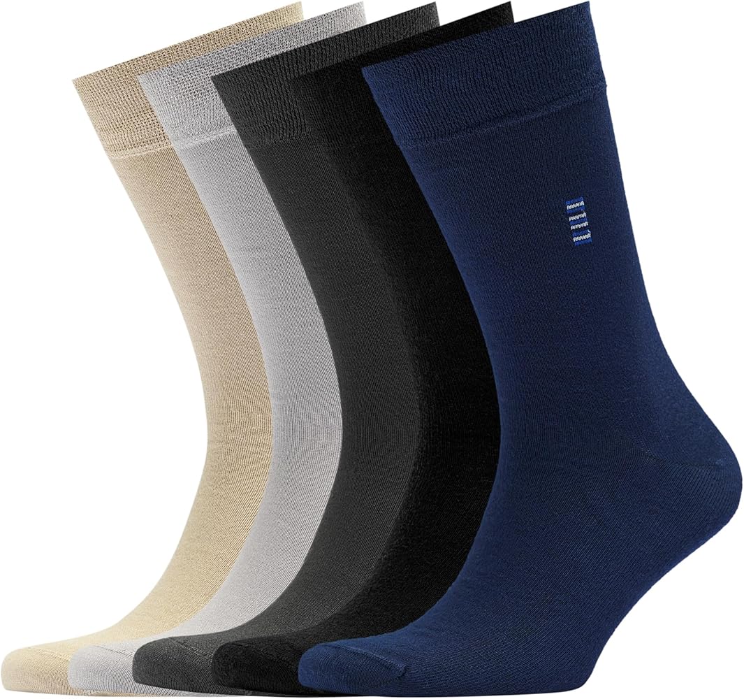 VRD SOCKS Men's Bamboo Dress Socks for Men, Assorted Colors Pack of 5, Mens Crew Socks, Mid Calf Socks for Men Shoe Size 8-13