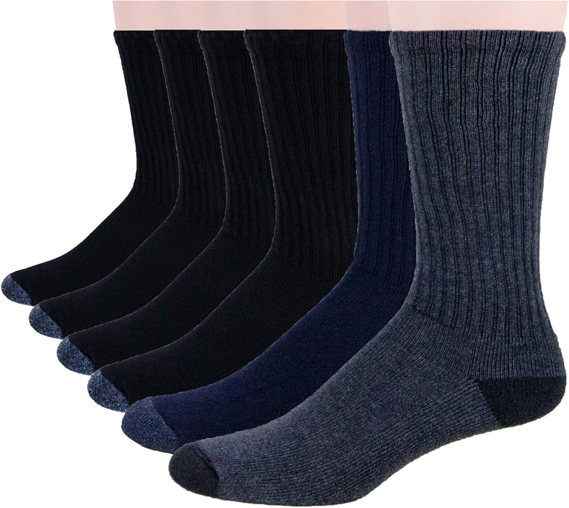 No nonsense mens Ribbed Cushion Crew - 6 Pair Pack