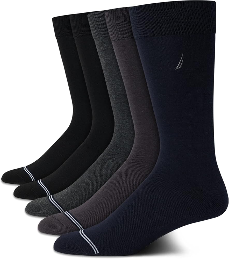 Nautica Men's Moisture Wicking Dress Socks with Stay Up Cuff (5 Pack)