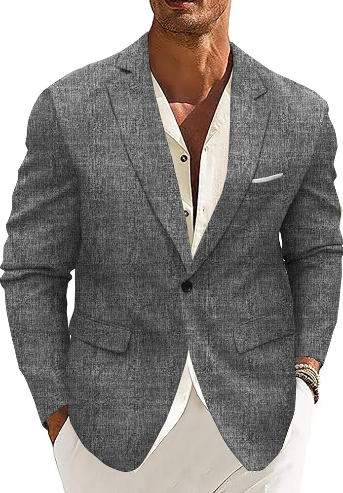 Mens Blazer and Sport Coat Casual Lapel Blazer Jacket Lightweight Sport Coat Gray