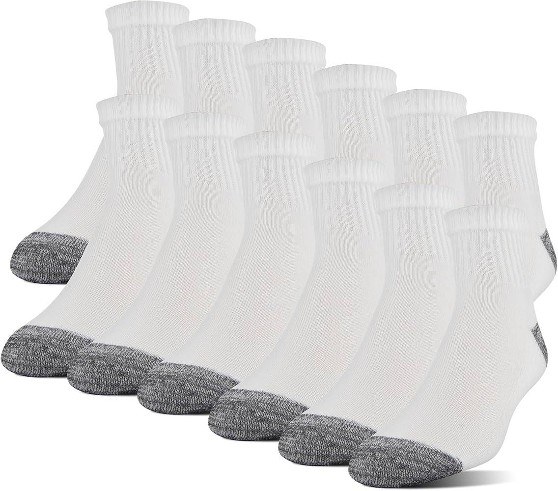 Gildan Men'S Polyester Half Cushion Ankle Socks, 12-Pairs