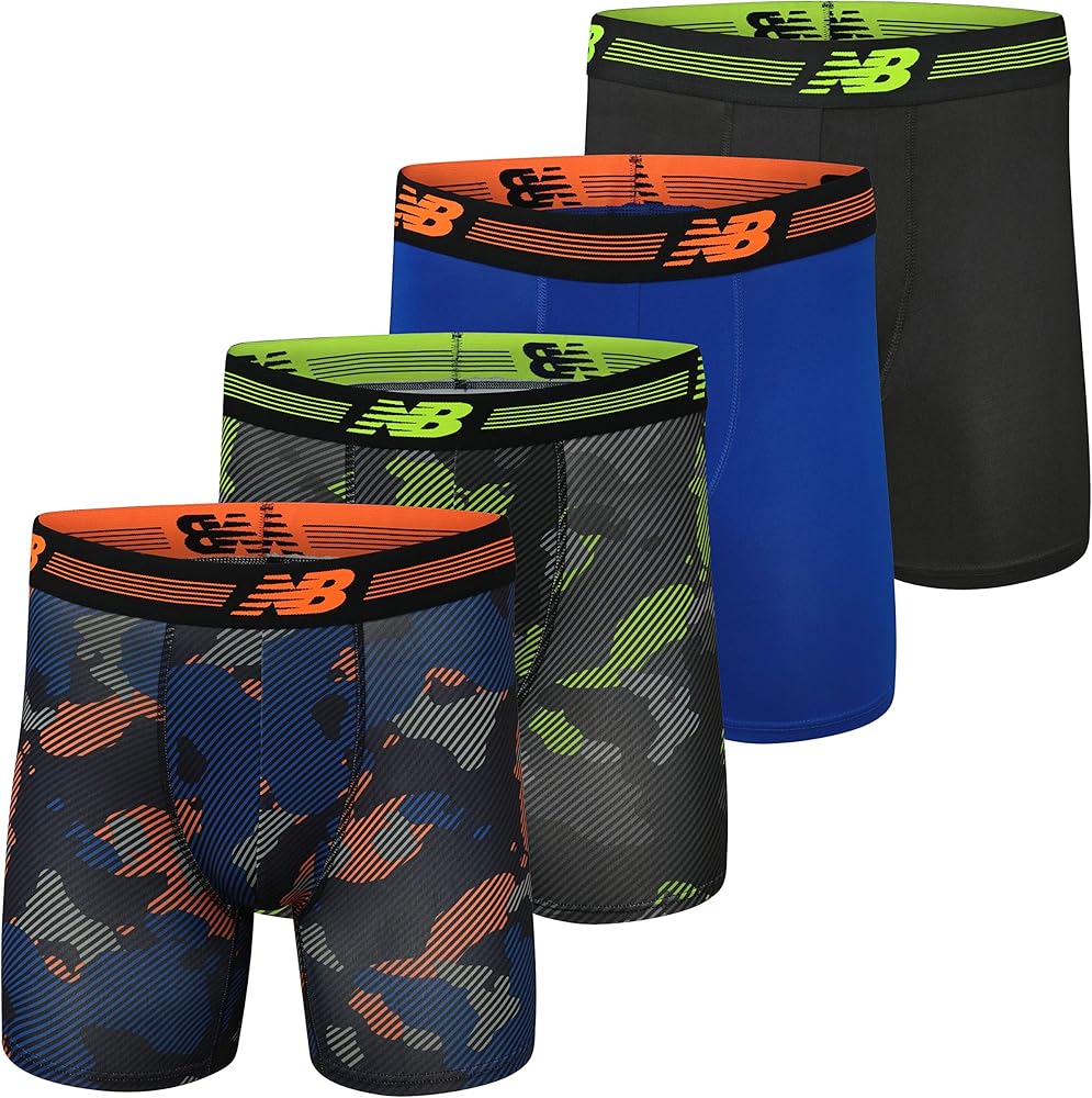 New Balance mens Performance 6" No Fly Boxer Brief (4-pack)