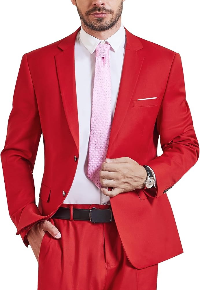 YND Men's Two Button Slim Fit Suit Blazer, Casual Lightweight Jacket Sport Coat