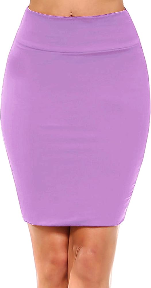 Women's Casual Stretchy Bodycon Pencil Mid-Mini Skirt