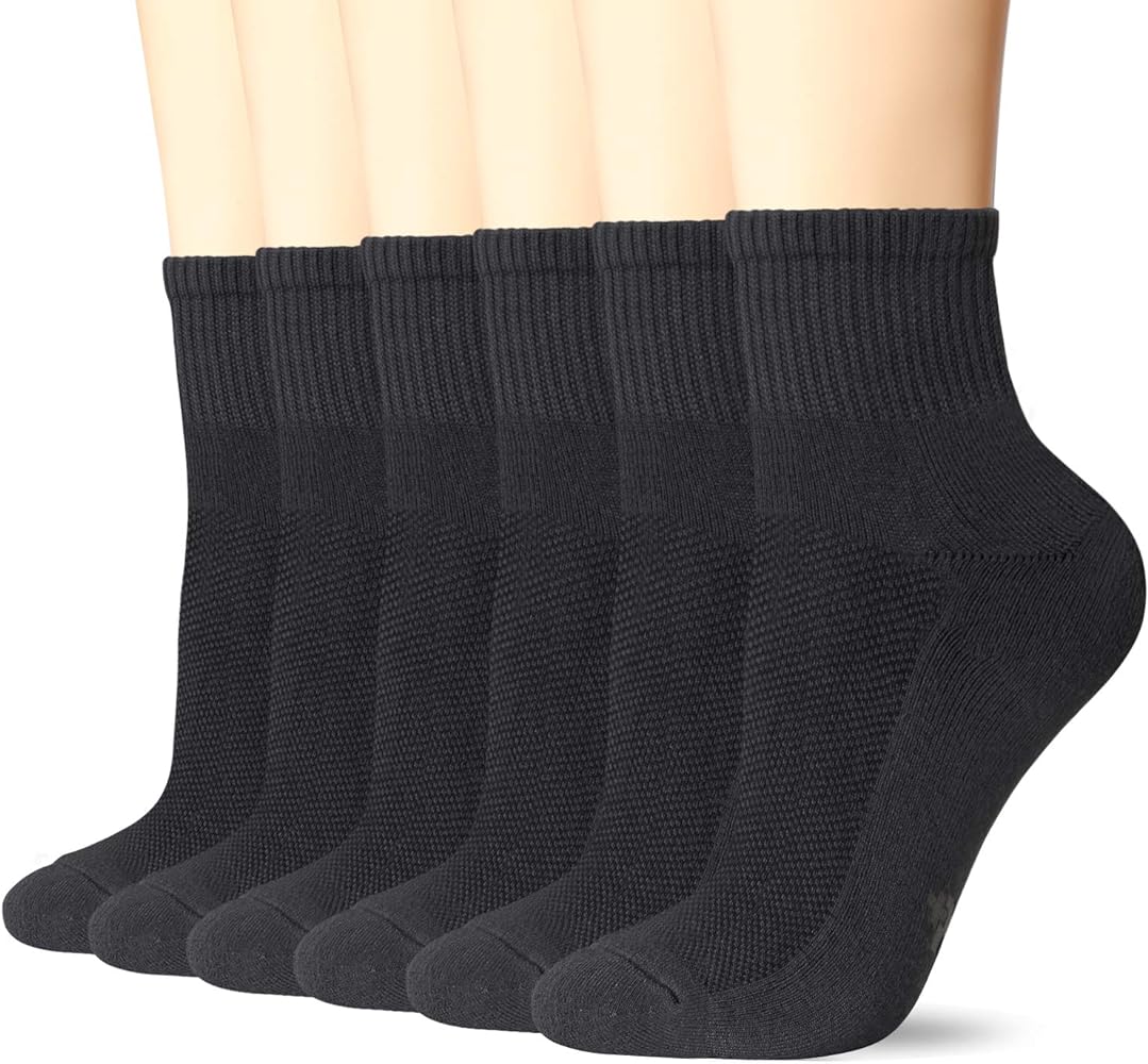 +MD 6 Pairs Ankle Quarter Socks for Women and Men, Smell Control Cushioned Sole Casual Athletic Socks