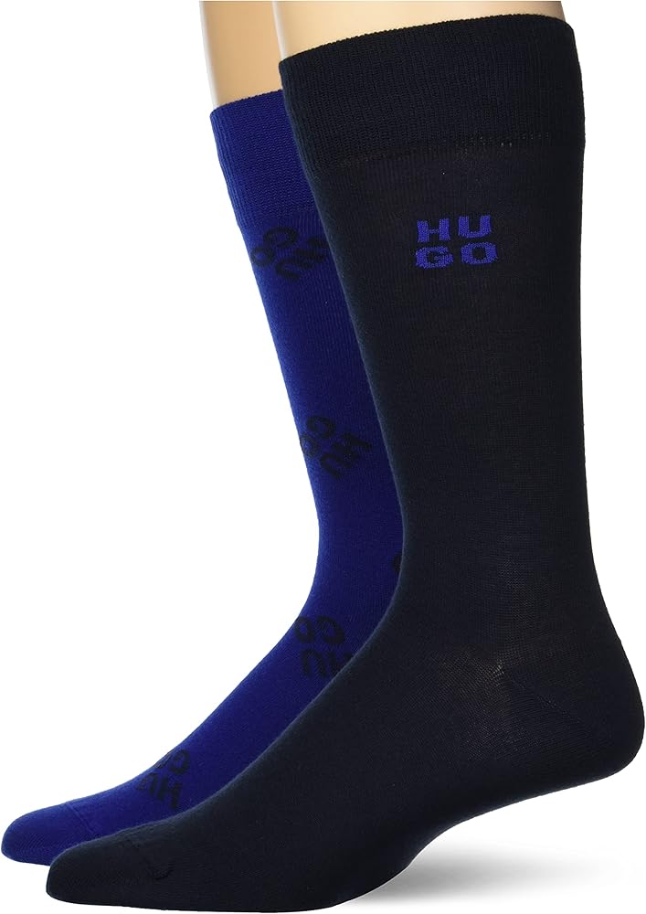 HUGO 2-Pack Stacked Logo Cotton Socks
