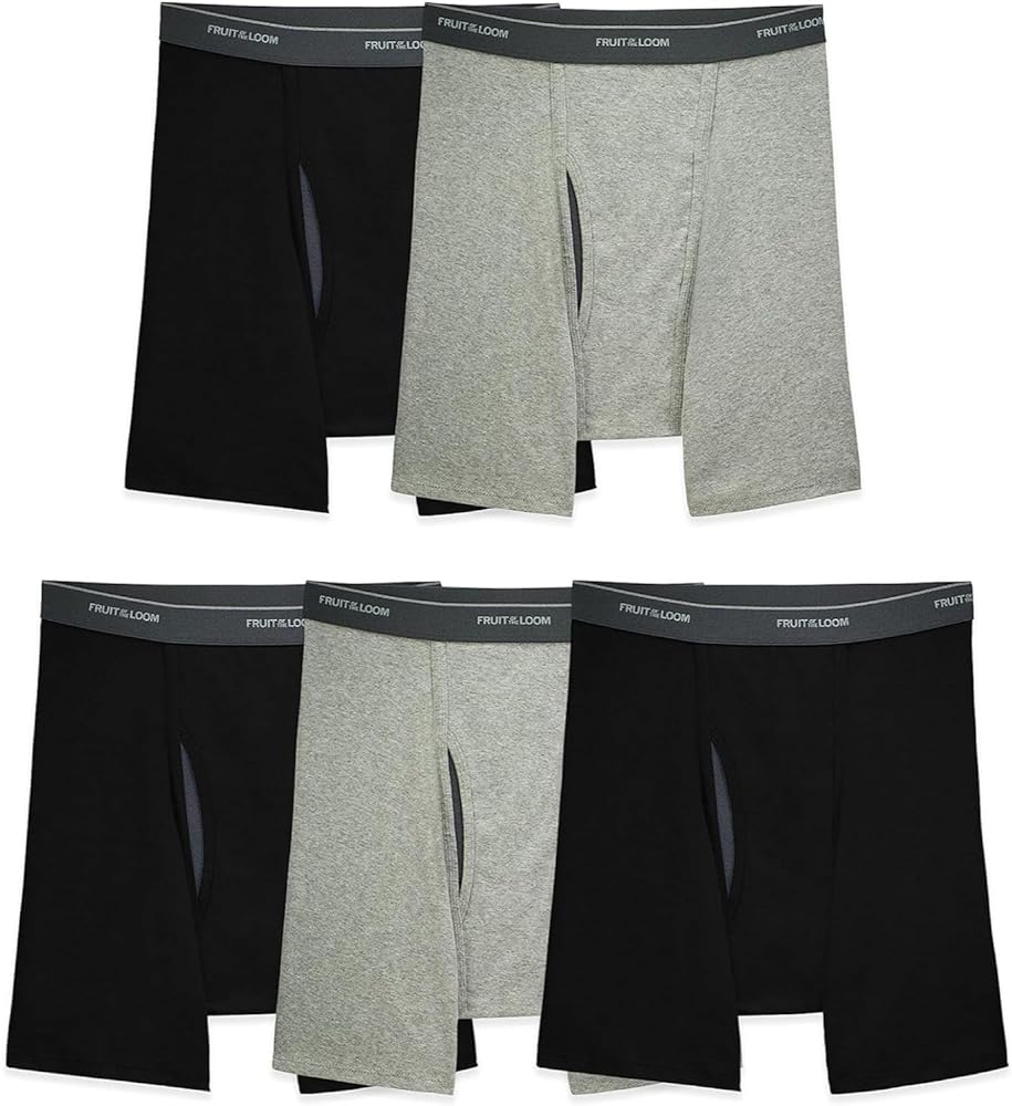 Fruit of the Loom Men's Coolzone Boxer Briefs, Moisture Wicking & Breathable, Assorted Color Multipacks, 5 Pack-Black/Gray, XX-Large