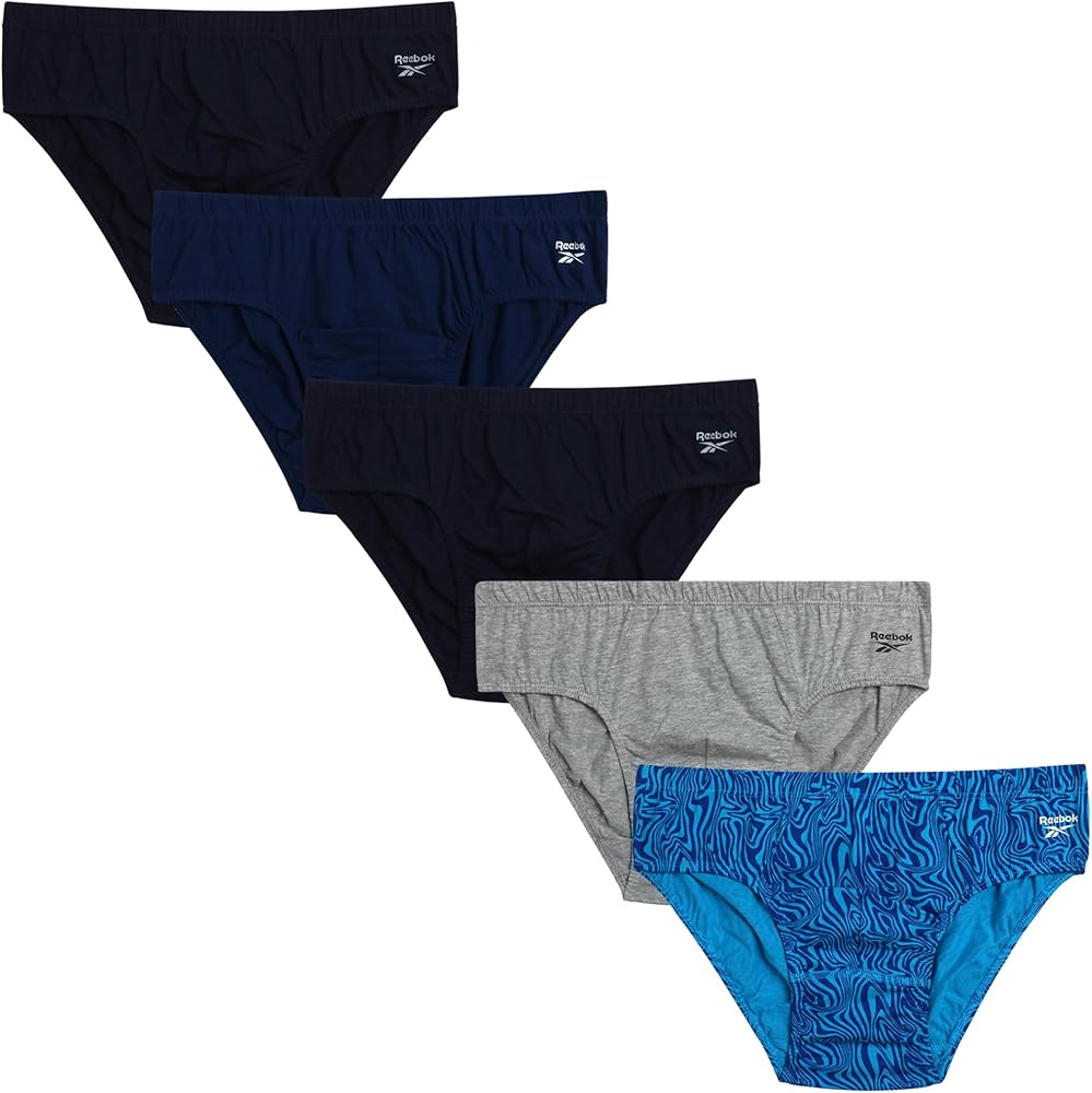 Reebok Men's Briefs - 5 Pack Soft Stretch Low Rise Mens Briefs with Contour Pouch - Classic Underwear Briefs for Men (S-XL)